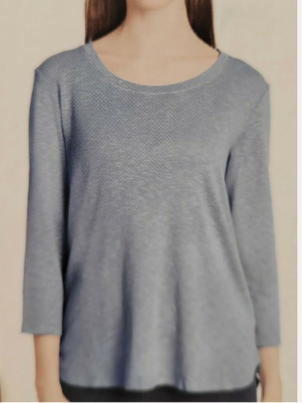 Gloria Vanderbilt Women's 3/4 Sleeve Slub Tee, BLUE VINTAGE WASH, S